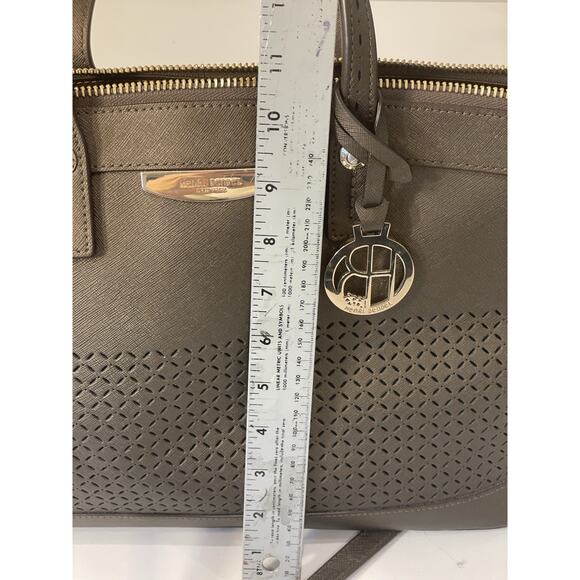 Henri Bendel WEST 57TH Large Brown Perforated Satchel Purse Gold Accents NWOT - Picture 13 of 15